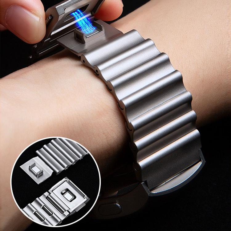 For Samsung Galaxy Watch Ultra 2025 / Ultra 47mm Ocean Wave Texture Magnetic Clasp Stainless Steel Watch Band(Black) - Image 6