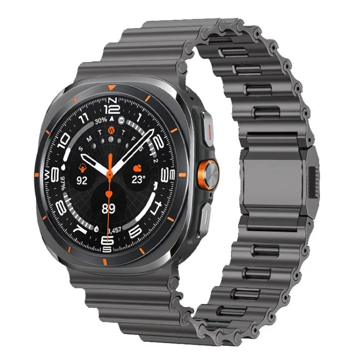 For Samsung Galaxy Watch Ultra 2025 / Ultra 47mm Ocean Wave Texture Magnetic Clasp Stainless Steel Watch Band(Grey)