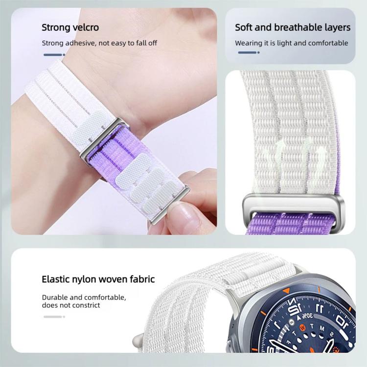 For Samsung Galaxy Watch Ultra 47mm / Ultra 2025 Double-Link Cloud-Feel Breathable Nylon Loop Metal Head Watch Band(Gray) - Image 3