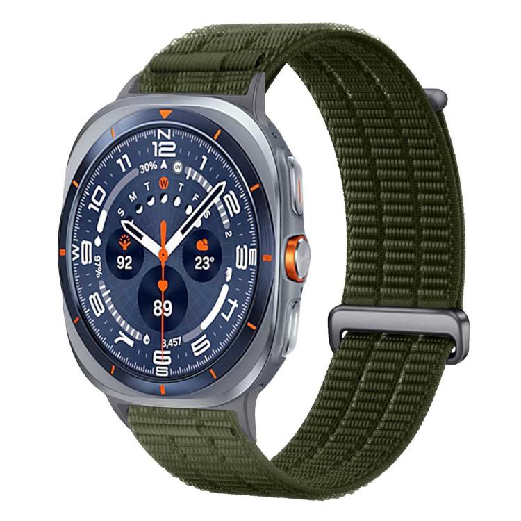 For Samsung Galaxy Watch Ultra 47mm / Ultra 2025 Double-Link Cloud-Feel Breathable Nylon Loop Metal Head Watch Band(Spruce Green)