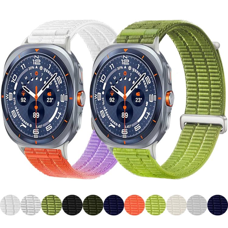 For Samsung Galaxy Watch Ultra 47mm / Ultra 2025 Double-Link Cloud-Feel Breathable Nylon Loop Metal Head Watch Band(Spruce Green) - Image 2
