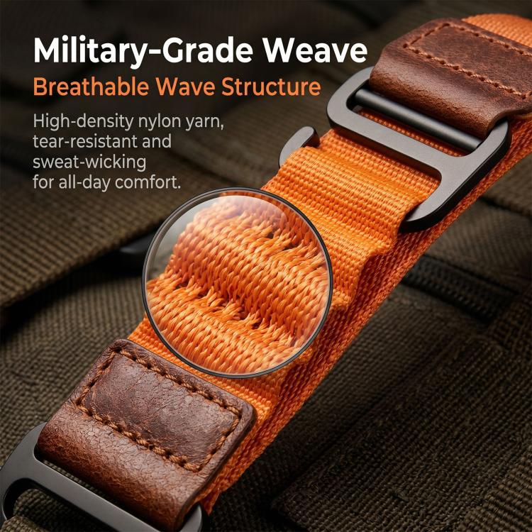 For Samsung Galaxy Watch Ultra 47mm / Ultra 2025 Retro Vegan Leather Label Alpine Nylon Loop Watch Band(Blue) - Image 5