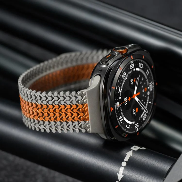 For Samsung Galaxy Watch Ultra / Ultra 2025 Breathable Stainless Steel Magnetic Watch Band(Black Orange) - Image 5