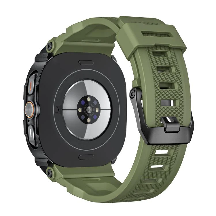 For Samsung Galaxy Watch Ultra / Ultra 2025 Vibrant Zinc Alloy Cover Integrated Silicone Watch Band(Black Army Green) - Image 2