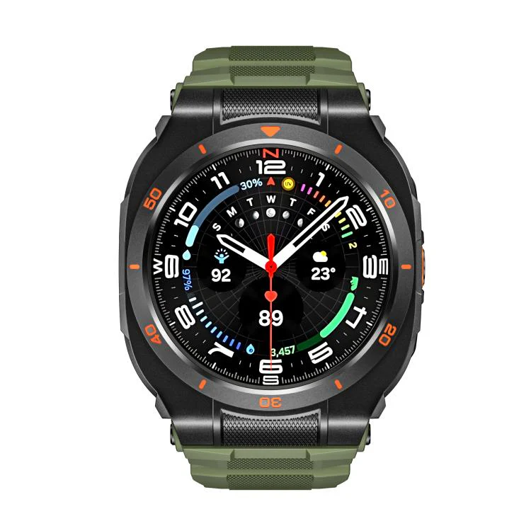 For Samsung Galaxy Watch Ultra / Ultra 2025 Vibrant Zinc Alloy Cover Integrated Silicone Watch Band(Black Army Green) - Image 3