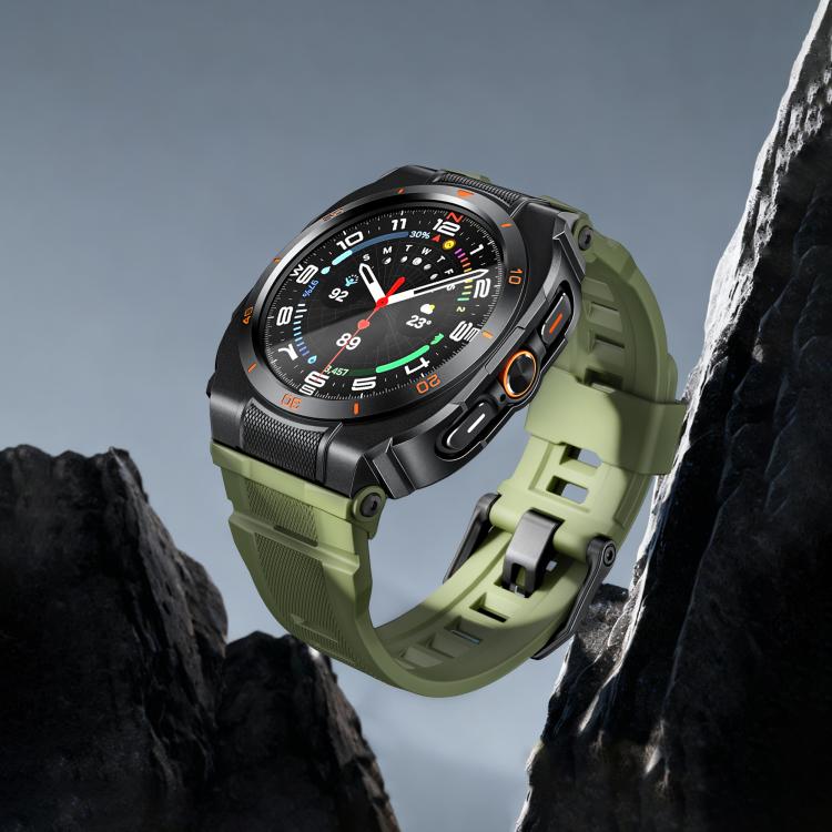 For Samsung Galaxy Watch Ultra / Ultra 2025 Vibrant Zinc Alloy Cover Integrated Silicone Watch Band(Black Army Green) - Image 4