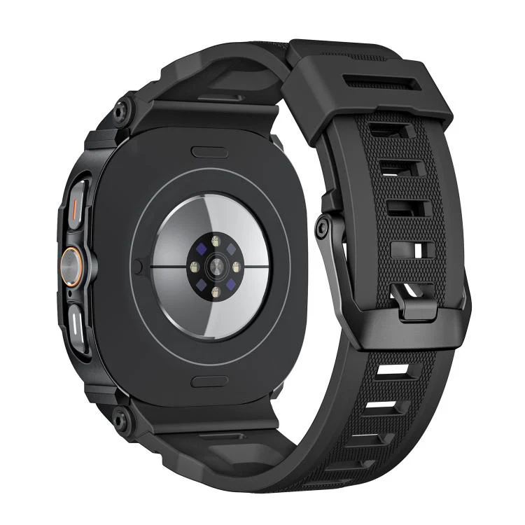 For Samsung Galaxy Watch Ultra / Ultra 2025 Vibrant Zinc Alloy Cover Integrated Silicone Watch Band(Black Black) - Image 2