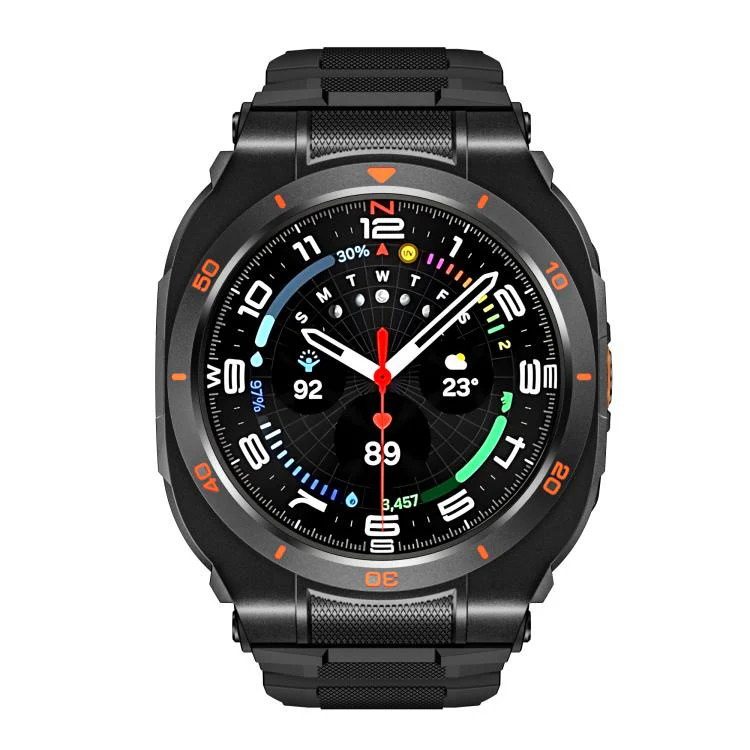 For Samsung Galaxy Watch Ultra / Ultra 2025 Vibrant Zinc Alloy Cover Integrated Silicone Watch Band(Black Black) - Image 3