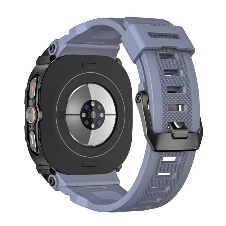 For Samsung Galaxy Watch Ultra / Ultra 2025 Vibrant Zinc Alloy Cover Integrated Silicone Watch Band(Black Blue Grey) - Image 2