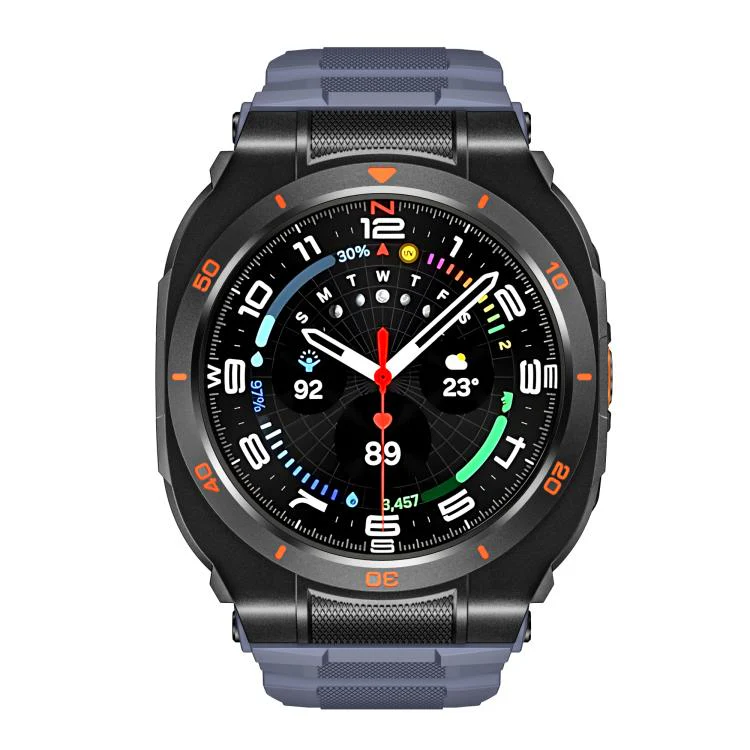 For Samsung Galaxy Watch Ultra / Ultra 2025 Vibrant Zinc Alloy Cover Integrated Silicone Watch Band(Black Blue Grey) - Image 3