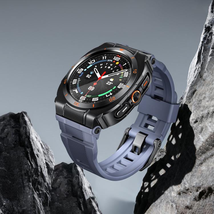 For Samsung Galaxy Watch Ultra / Ultra 2025 Vibrant Zinc Alloy Cover Integrated Silicone Watch Band(Black Blue Grey) - Image 4