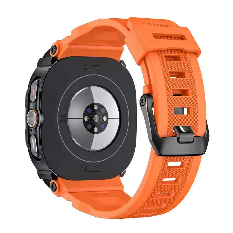 For Samsung Galaxy Watch Ultra / Ultra 2025 Vibrant Zinc Alloy Cover Integrated Silicone Watch Band(Black Orange) - Image 2