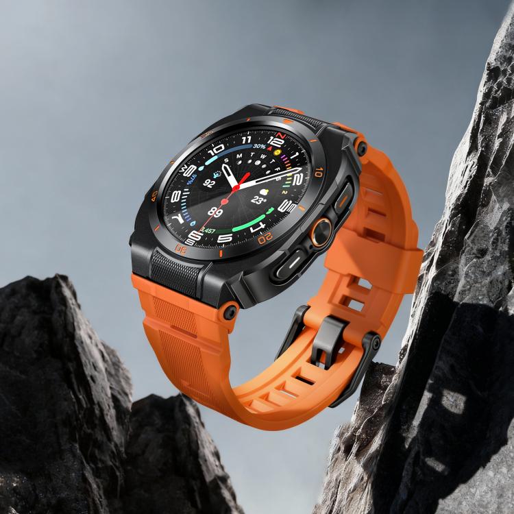 For Samsung Galaxy Watch Ultra / Ultra 2025 Vibrant Zinc Alloy Cover Integrated Silicone Watch Band(Black Orange) - Image 4