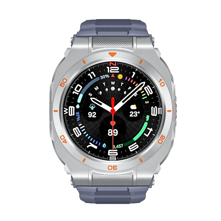 For Samsung Galaxy Watch Ultra / Ultra 2025 Vibrant Zinc Alloy Cover Integrated Silicone Watch Band(Silver Blue Gray) - Image 3