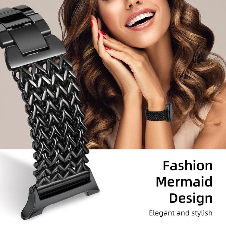 For Samsung Galaxy Watch Ultra / Ultra 2025 xDfind Herringbone Braided Stainless Steel Watch Band(Black) - Image 5