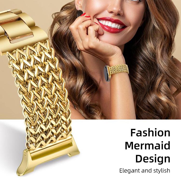 For Samsung Galaxy Watch Ultra / Ultra 2025 xDfind Herringbone Braided Stainless Steel Watch Band(Gold) - Image 5