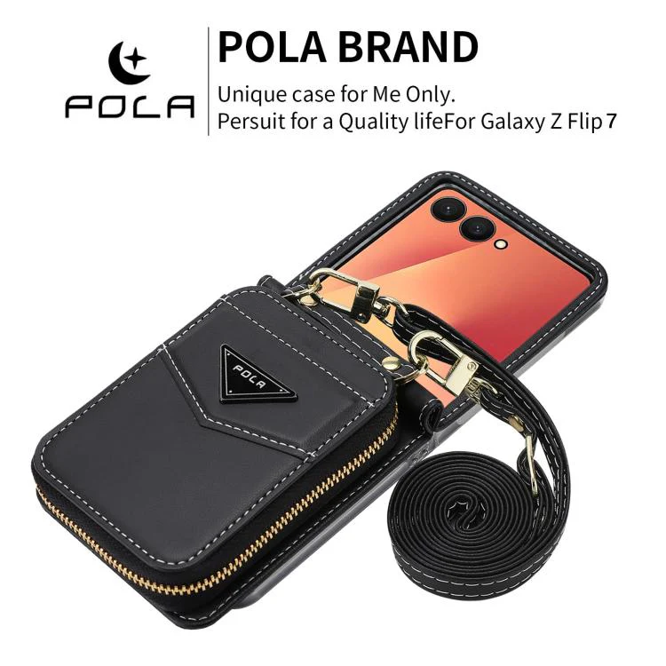 For Samsung Galaxy Z Flip7 5G POLA Multi-Card Slots Zipper Wallet Phone Case(Black) - Image 3