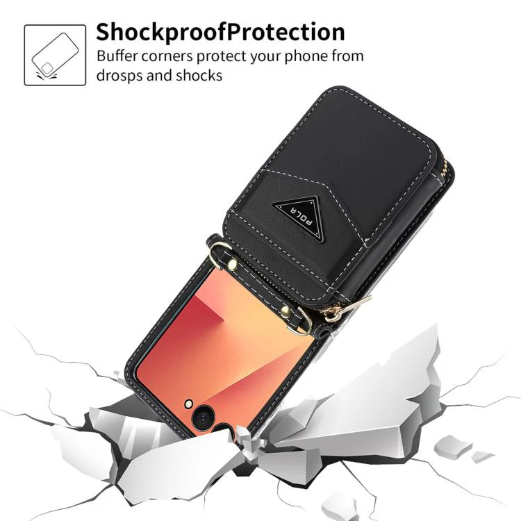 For Samsung Galaxy Z Flip7 5G POLA Multi-Card Slots Zipper Wallet Phone Case(Black) - Image 4