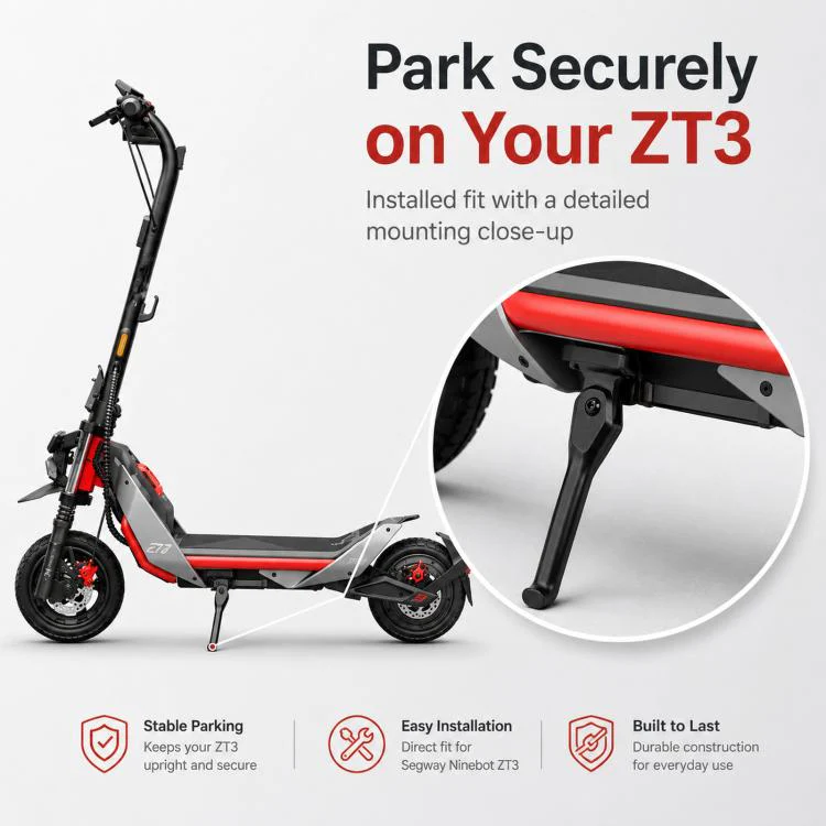 For Segway Ninebot ZT3 Scooter Kickstand Metal Side Support Parking Stand Foot Bracket Assembly(Black) - Image 4