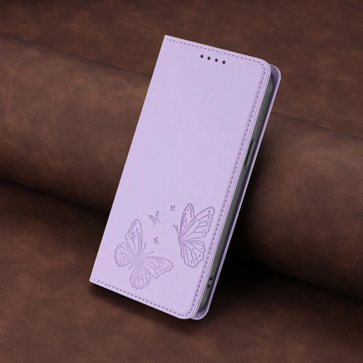 For Sharp Aquos sense8 SHG11 / SH-54D Strong Magnetic Dual Butterfly RFID Vegan Leather Phone Case(Light Purple) - Image 7