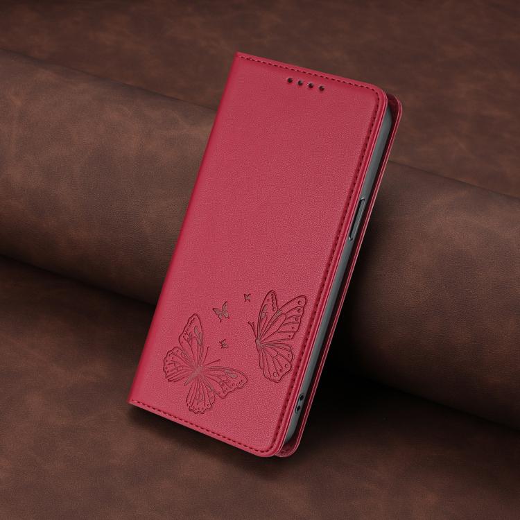 For Sharp Aquos sense8 SHG11 / SH-54D Strong Magnetic Dual Butterfly RFID Vegan Leather Phone Case(Red) - Image 7