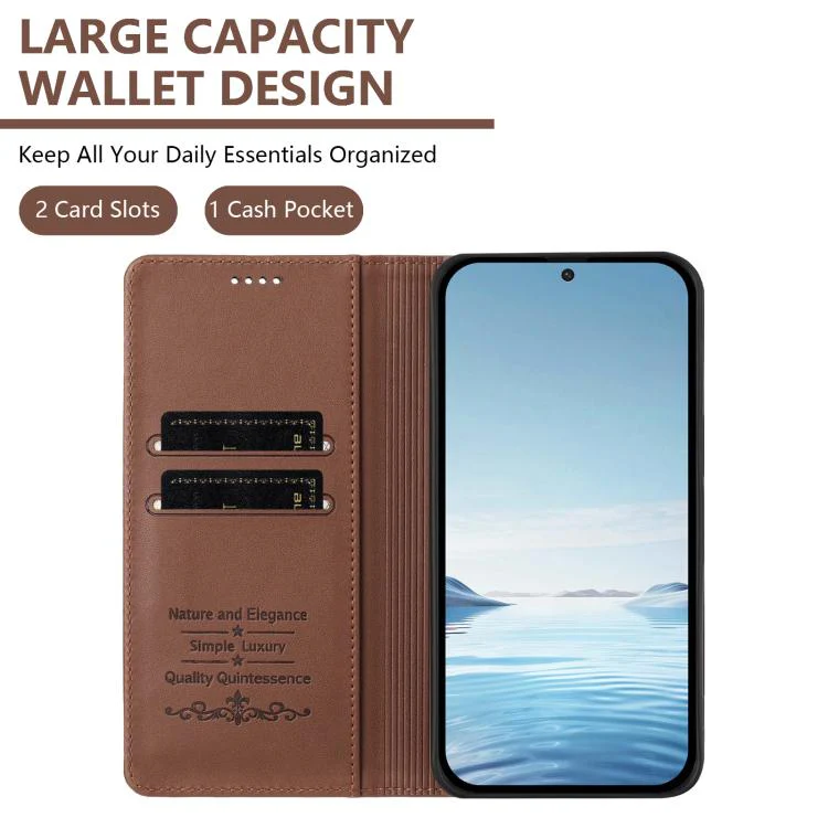 For Sharp Aquos wish3 Strong Magnetic Dual Butterfly RFID Vegan Leather Phone Case(Brown) - Image 3