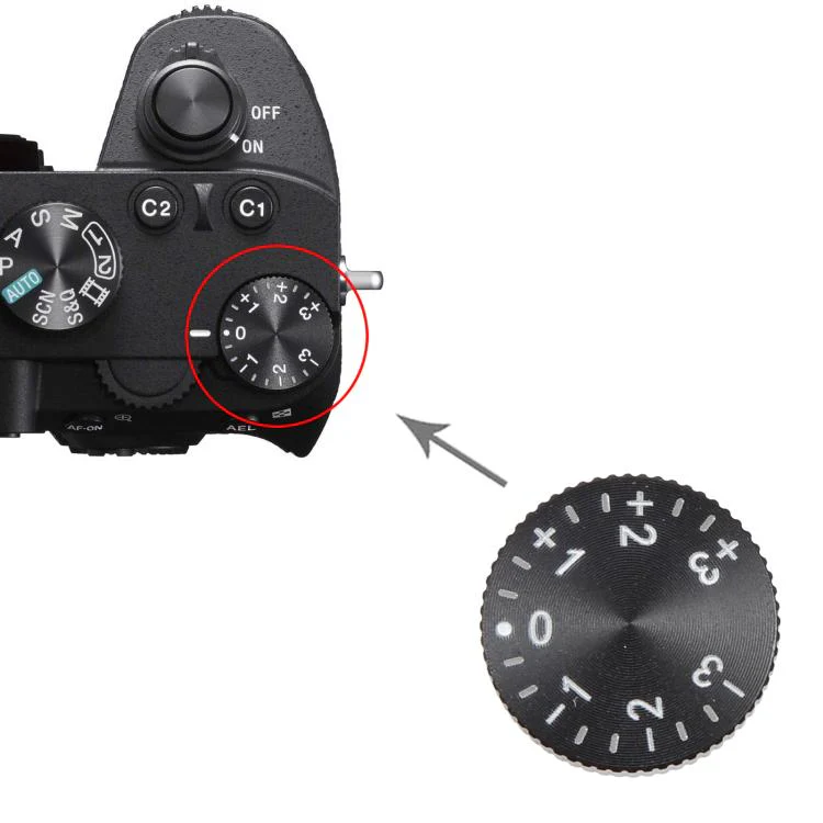 For Sony Alpha 7 III A7M3 / Alpha 7R III A7R3 / Alpha 7R II A7R2 Top Cover Exposure Compensation Knob - Image 5