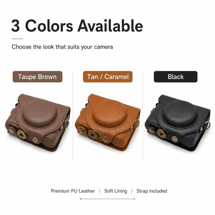 For Sony DSC-WX500 Full Body Retro Vegan Leather Camera Case Bag with Strap(Black) - Image 10