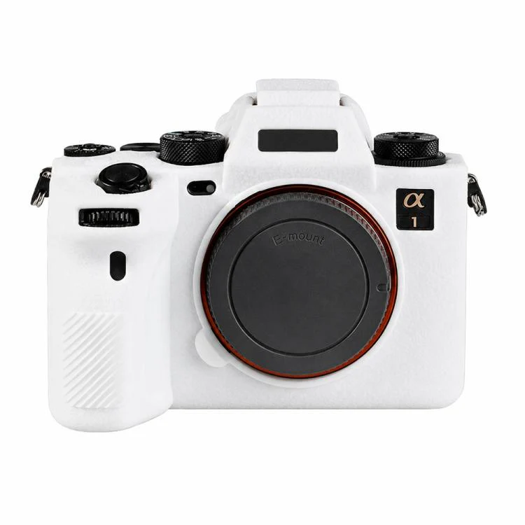 For Sony ILCE-1 / A1 / Alpha 1 Litchi Texture Soft Silicone Camera Protective Case(White)
