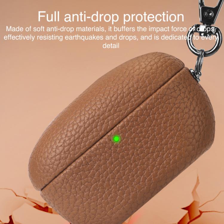 For Sony WF-1000XM5 Litchi Texture PU Earphones Case with Hook(Dark Green) - Image 6