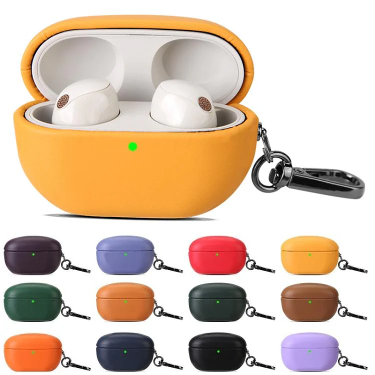For Sony WF-1000XM5 Oily Leather Split Earphone Case(Lilac) - Image 2