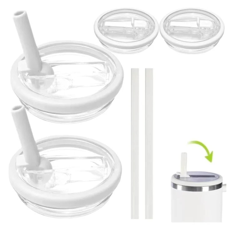 For Stanley 40oz Adventure Quencher Transparent Straw Lid Replacement Parts, Spec: 4pcs /Set White