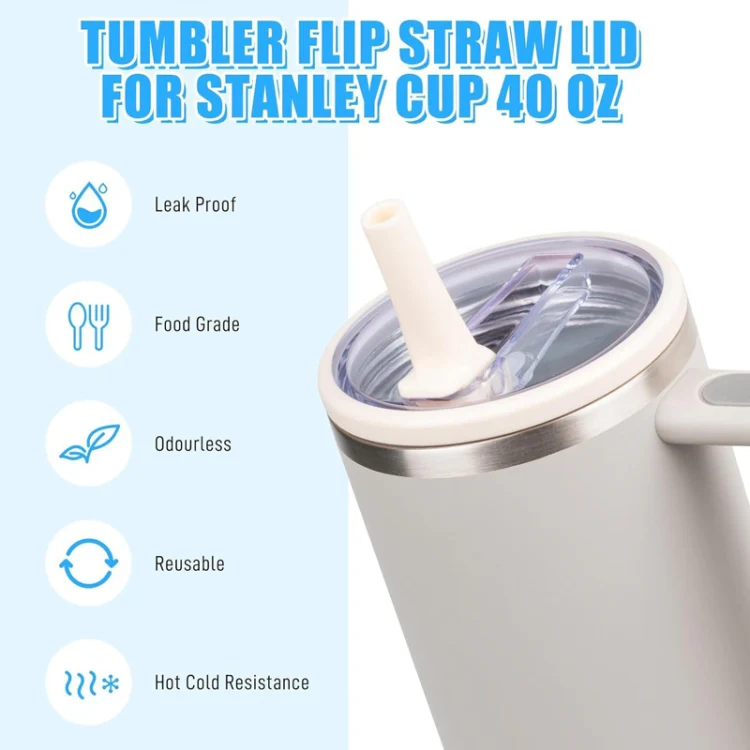 For Stanley 40oz Adventure Quencher Transparent Straw Lid Replacement Parts, Spec: Rose Red - Image 3