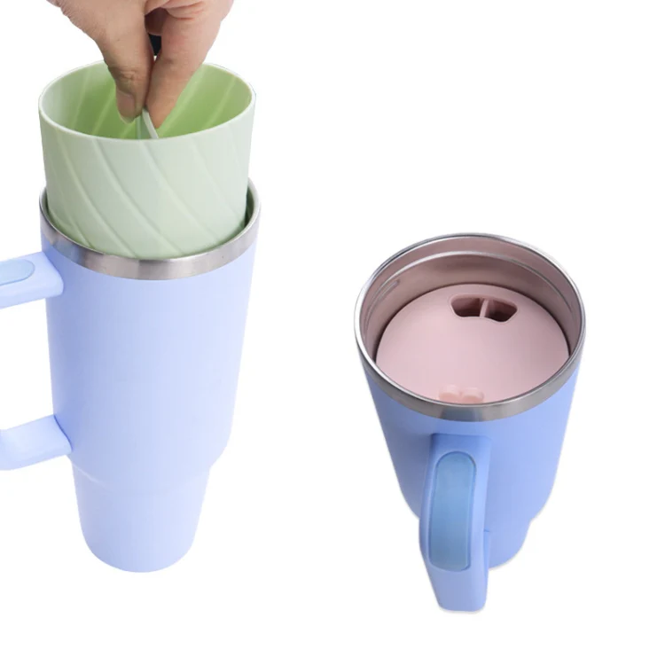 For Stanley Cup 2-divided Silicone Liner Compartment Cup, Size: 40oz(Green) - Image 4