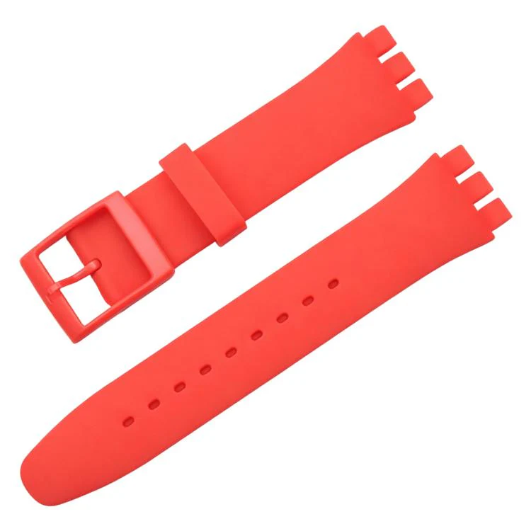 For Swatch 17mm xDfind Convex Mouth Solid Color Silicone Watch Band(Red)