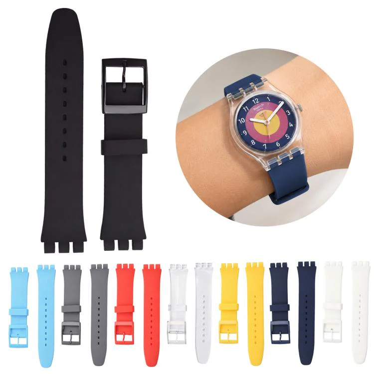 For Swatch 17mm xDfind Convex Mouth Solid Color Silicone Watch Band(Red) - Image 2