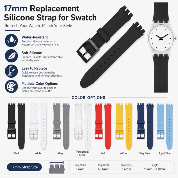 For Swatch 17mm xDfind Convex Mouth Solid Color Silicone Watch Band(Red) - Image 3