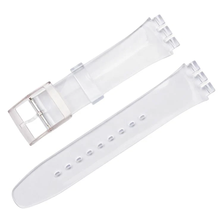 For Swatch 17mm xDfind Convex Mouth Solid Color Silicone Watch Band(Translucent)