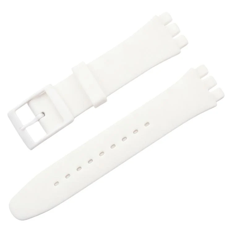 For Swatch 17mm xDfind Convex Mouth Solid Color Silicone Watch Band(White)