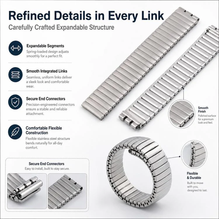 For Swatch 17mm xDfind Trapezoid Stainless Steel Spring Elasticity Watch Band(Silver) - Image 5
