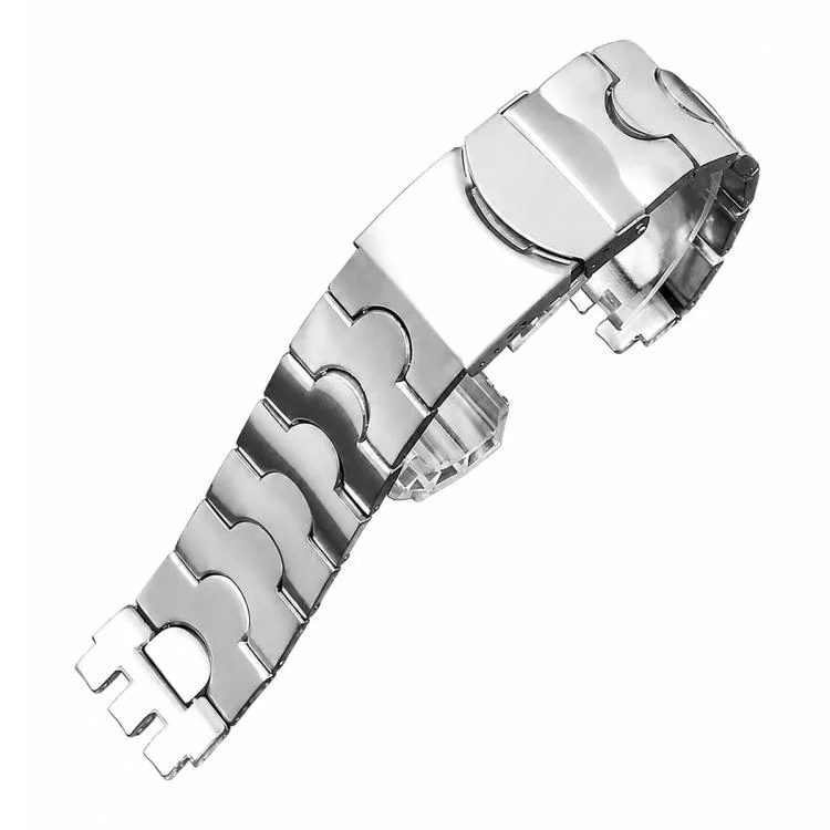 For Swatch 19mm xDfind Crescent-shaped Convex Mouth Steel Watch Band(White)