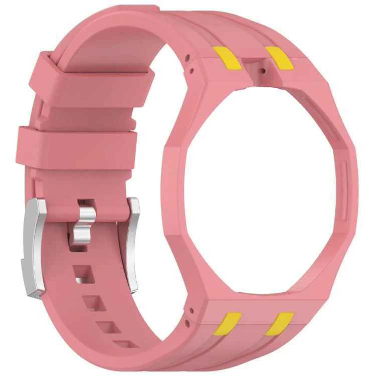 For Swatch Royal Pop Integrated Stainless Steel Pin Buckle Contrast Color Silicone Watch Band(Pink Yellow) - Image 4