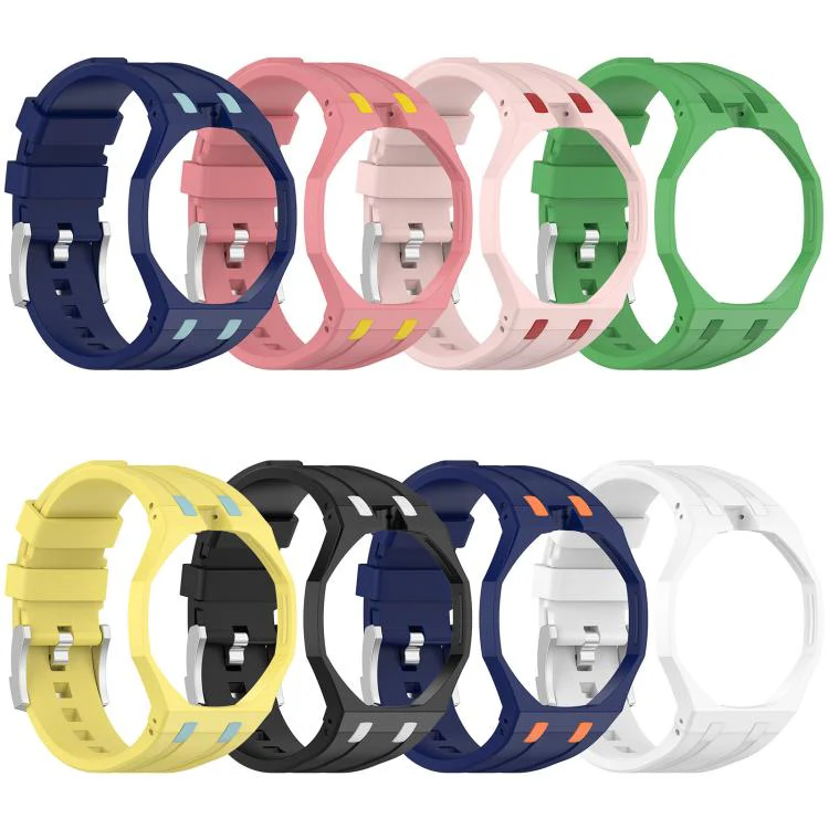 For Swatch Royal Pop Integrated Stainless Steel Pin Buckle Contrast Color Silicone Watch Band(Pink Yellow) - Image 7