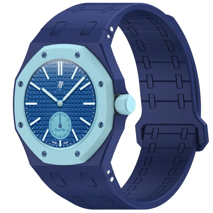 For Swatch Royal Pop Integrated Three O Clock Side Magnetic Silicone Watch Band(Dark Blue)