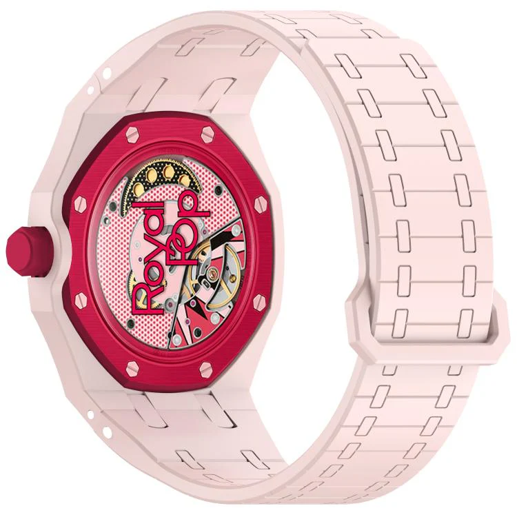 For Swatch Royal Pop Integrated Three O Clock Side Magnetic Silicone Watch Band(Sand Pink) - Image 3