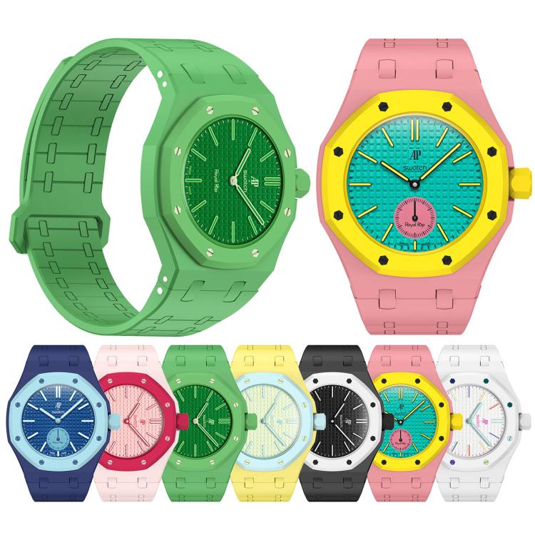 For Swatch Royal Pop Integrated Three O Clock Side Magnetic Silicone Watch Band(Sand Pink) - Image 7