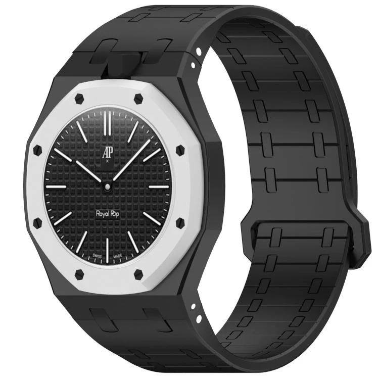 For Swatch Royal Pop Integrated Twelve O Clock Side Magnetic Silicone Watch Band(Black)