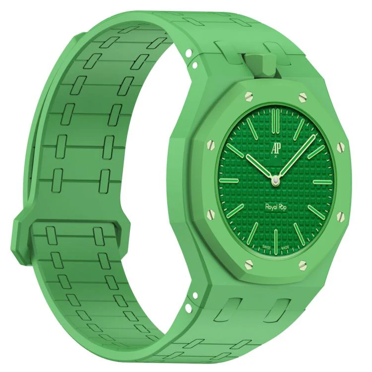 For Swatch Royal Pop Integrated Twelve O Clock Side Magnetic Silicone Watch Band(Grass Green) - Image 5