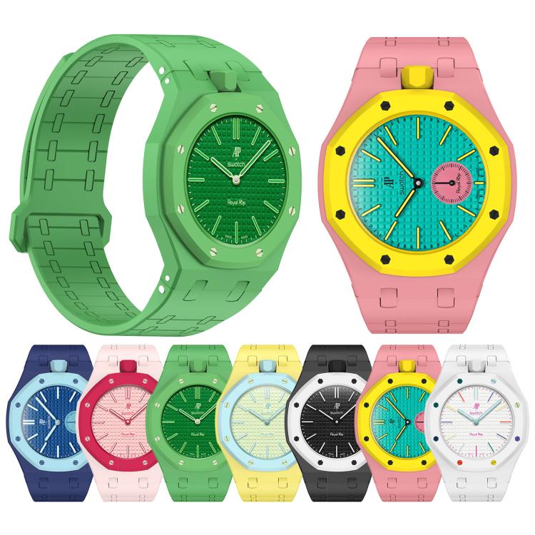 For Swatch Royal Pop Integrated Twelve O Clock Side Magnetic Silicone Watch Band(Grass Green) - Image 7