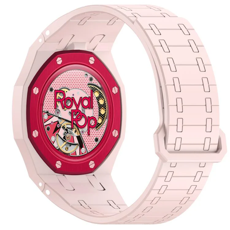 For Swatch Royal Pop Integrated Twelve O Clock Side Magnetic Silicone Watch Band(Sand Pink) - Image 3